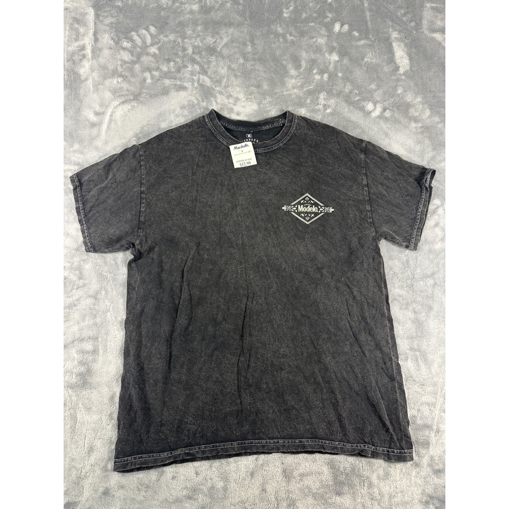 Modelo Especial Beer Graphic T-Shirt Mens Medium Gray Acid Wash Short Sleeve New